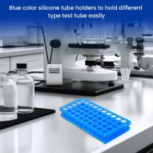 Lab Test Tube Holder Rack Plastic Tube Holder with Silicone Fixing pad centrifuge Tube Stand Rack for 5ml 10ml 15ml(1, Blue, 1pcs 9.7In*5.5In* 1.9In)