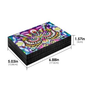 JANKOW Owl 5D Diamond Jewelry Box, Diamond Art Decorative Box, Rhinestone Diamond Case Storage Organizer PU Leather Jewelry Box for Women Girls Storage Necklace Earrings Rings