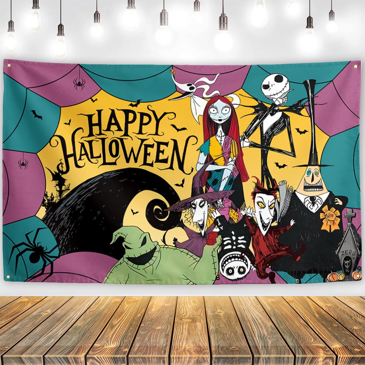 Halloween Decorations Christmas Nightmare Before Backdrop Jack Sally Gothic Banner Day of The Dead Halloween Decorations for Home Party