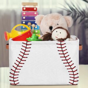 SinSenMa Baseball Lace Cube Storage Organizer Bins with Handles,Collapsible Canvas Cloth Fabric Storage Basket,Books Kids Toys Bin Boxes,Closet Gift Basket Home Decorative