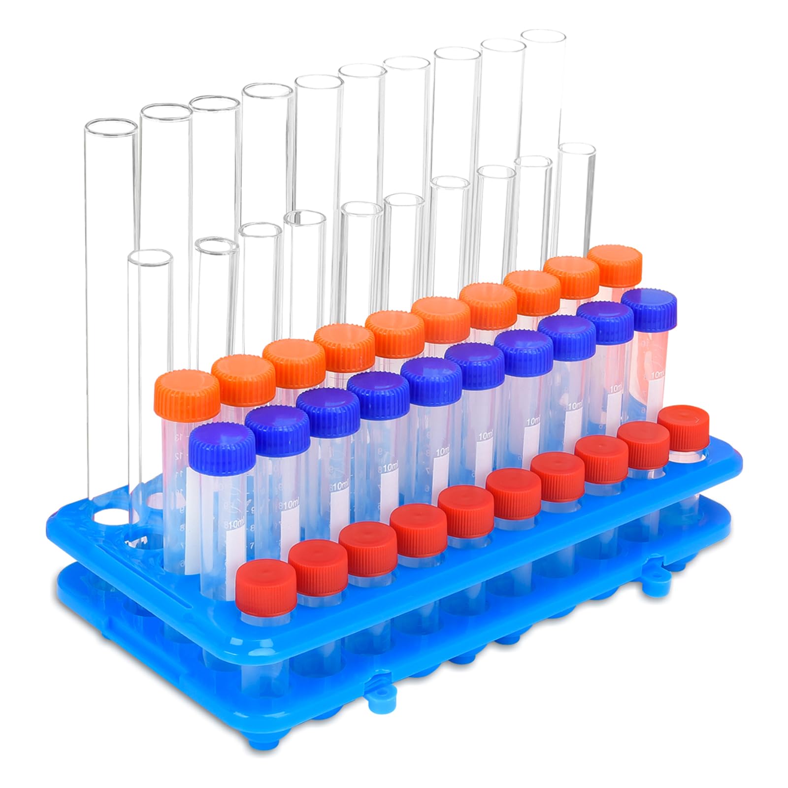 Lab Test Tube Holder Rack Plastic Tube Holder with Silicone Fixing pad centrifuge Tube Stand Rack for 5ml 10ml 15ml(1, Blue, 1pcs 9.7In*5.5In* 1.9In)