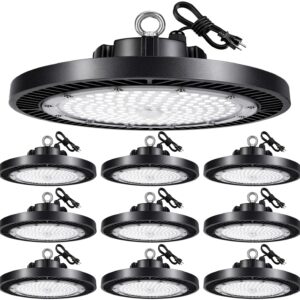 THELUX UFO Led High Bay Light 150W 21000Lm 5000K,100V-277V, Daylight with Plug, High Bay Led Lights for Warehouse Workshop Factory Barn Logistics Center with FCC certificated 10 Pack