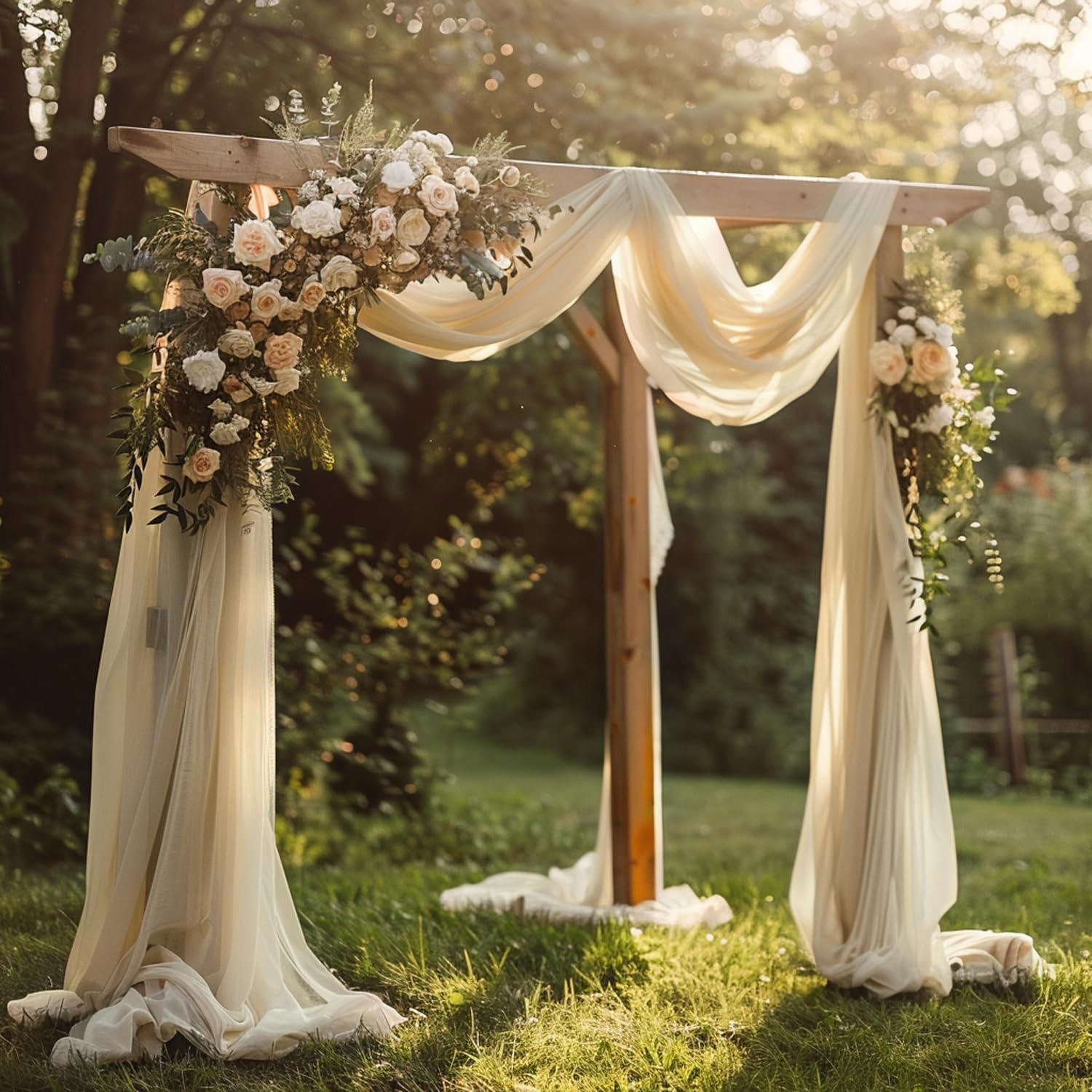 Wokceer Wedding Arch Draping Fabric 28.7" x 20FT Champagne Drapes Sheer Fabric Backdrop Arch Draping Fabric for Wedding Ceremony Birthday Party Bridal Shower Decoration