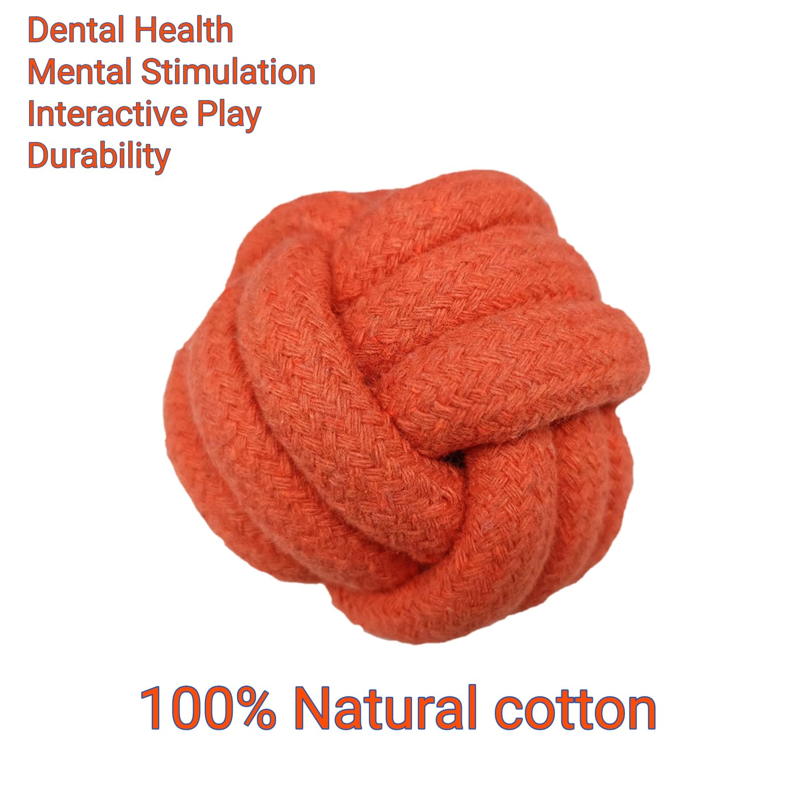 GOGOTAIL Dog Chew Toys, Dog Rope Balls Kit 2 Pack, Fun Interactive Cotton Balls for Medium to Large Dogs with a Diameter of 3 inches, Relieve Boredom, Chewing, Teething and Training, Light Orange.