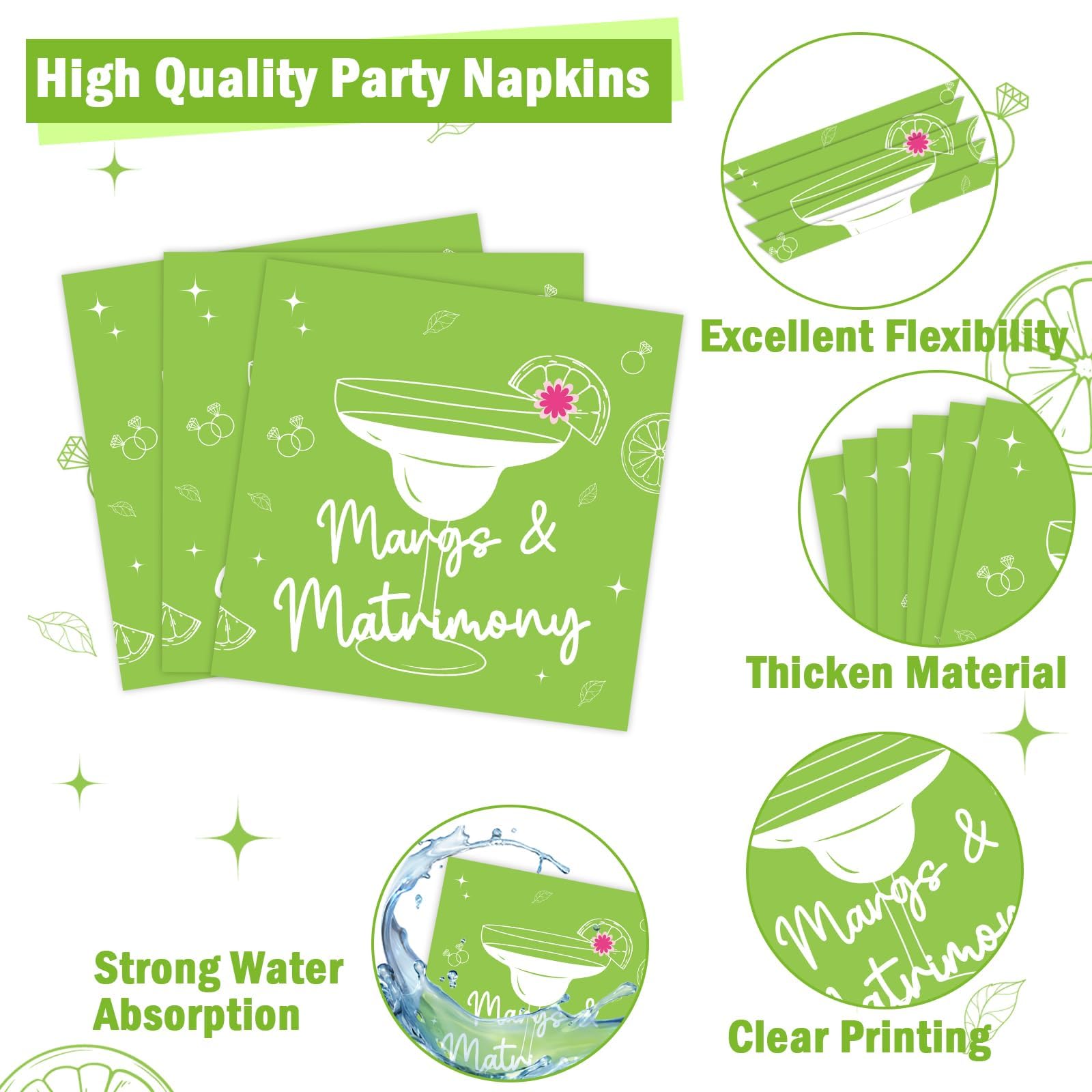 96pcs Margs & Matrimony Bachelorette Party Decorations Margs Plates Napkins Party Supplies Margarita Tableware Dinnerware for Birthday Bridal Shower Wedding Mexican Fiesta Favors for 24 Guests