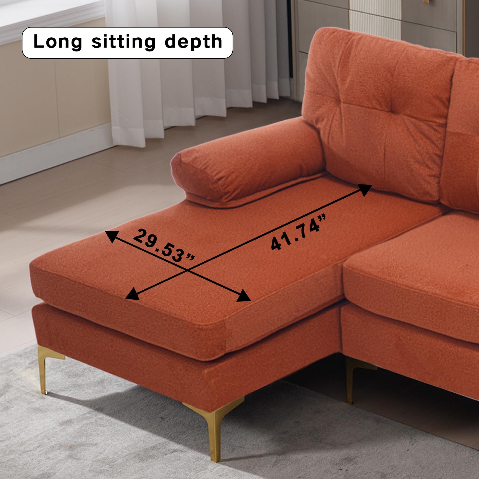 Hdxdkog L-Shaped Sectional Sofa with Pull-Out Bed 72" Sleeper Sofa Bed with Storage Chaise Lounge and Pocket, Upholstered Corner Couch for Living Room Home Office (Orang-L)