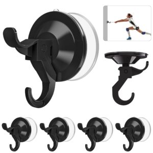 aentgiu vacuum suction cup hooks, 5 pack shower hooks with adhesive suction tab hold up to 11lb, waterproof removable strong wreath hanger available for all surfaces (black)