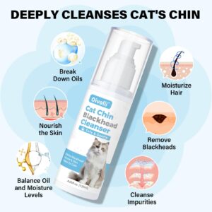 𝐎𝐢𝐯𝐨𝐥𝐢𝐢 Kitten & Cat Acne Chin Treatment, (4 fl. oz) Blackhead Cleanse Lotion & Cleansing Brush,Soothes Chin Acne, Oil Control, tightens pores, relieves Sensitivity.