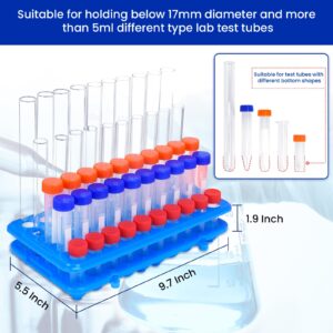 Lab Test Tube Holder Rack Plastic Tube Holder with Silicone Fixing pad centrifuge Tube Stand Rack for 5ml 10ml 15ml(1, Blue, 1pcs 9.7In*5.5In* 1.9In)