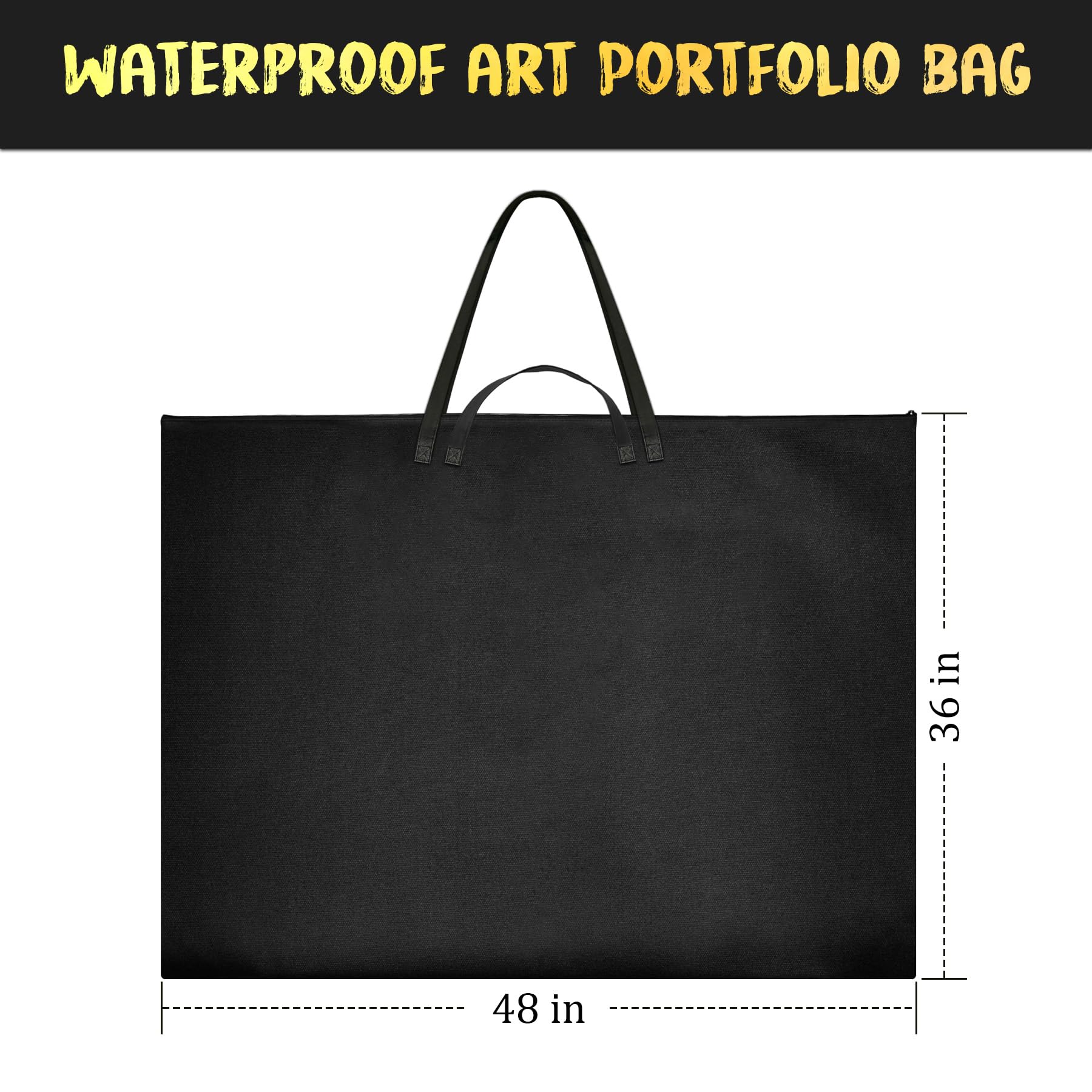 Nufiwra 48 x 36 Inch Waterproof Art Portfolio Bag, Large Art Supply Tote with Nylon Shoulder Strap, Poster Board Storage, and Sketch Bag for Artwork