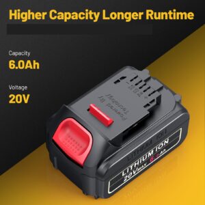 Futurebatt 20V Max Battery for DEWALT 20-Volt MAX Tools 6.0Ah Lithium Battery Replacement DCB206 DCB205 DCB204 DCB203 DCB201 DCB200 DCB181 DCB180 DCD DCF DCG DCS Series