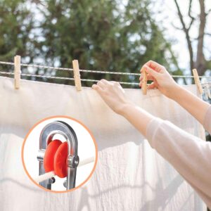 AACGIN 2 Pack Clothesline Tightener Plastic Aluminum Clothesline Pulley Prevents Tangling and Twisting Clotheslines S-Shaped Clothes Line Tensioners for Long Clothesline and Heavy Duty - Silver