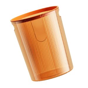 Plastic Trash Can, Small Waste Basket Clear Trash Can Plastic Wastebasket Orange Round Trash Can Garbage Container Bin for Bathroom Bedroom Living Room Kitchen Office