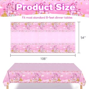 DYLZB 3PCS Pink Princess Party Tablecloths, Princess Castle Theme Party Table Cover for Girl Birthday Party Decorations, Baby Shower Supplies, 54 x 108inch