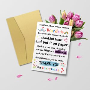 CUNCUN Lovely Thank You Card for Friend, Poem Thank You Card for Teacher, Appreciation Card for Boss Coworker, Sweet Friendship Card for Him Her, One in A Million