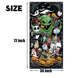 Halloween Decorations Christmas Nightmare Before Door Cover Jack Sally Gothic Banner Day of The Dead Halloween Decorations for Home Party