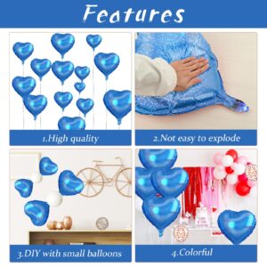 Biapian Dark Blue Heart Balloons, 10PCS Glitter Blue Heart Shape Balloons, 18inch Love Foil Balloons Helium for Boys Men Valentines Day, Graduation, Wedding, Brithday, Baby Shower Party Decorations