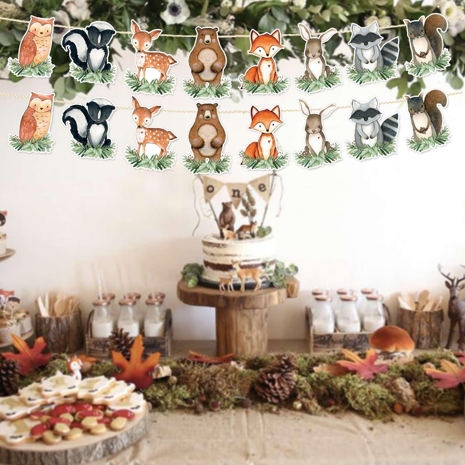 Woodland Baby Shower Banner, Woodland Animals Party Decorations, Woodland Welcome Baby Banners, Forest Animals Party Supplies for Boys Girls, Woodland Creatures Baby Shower Birthday Party Decor