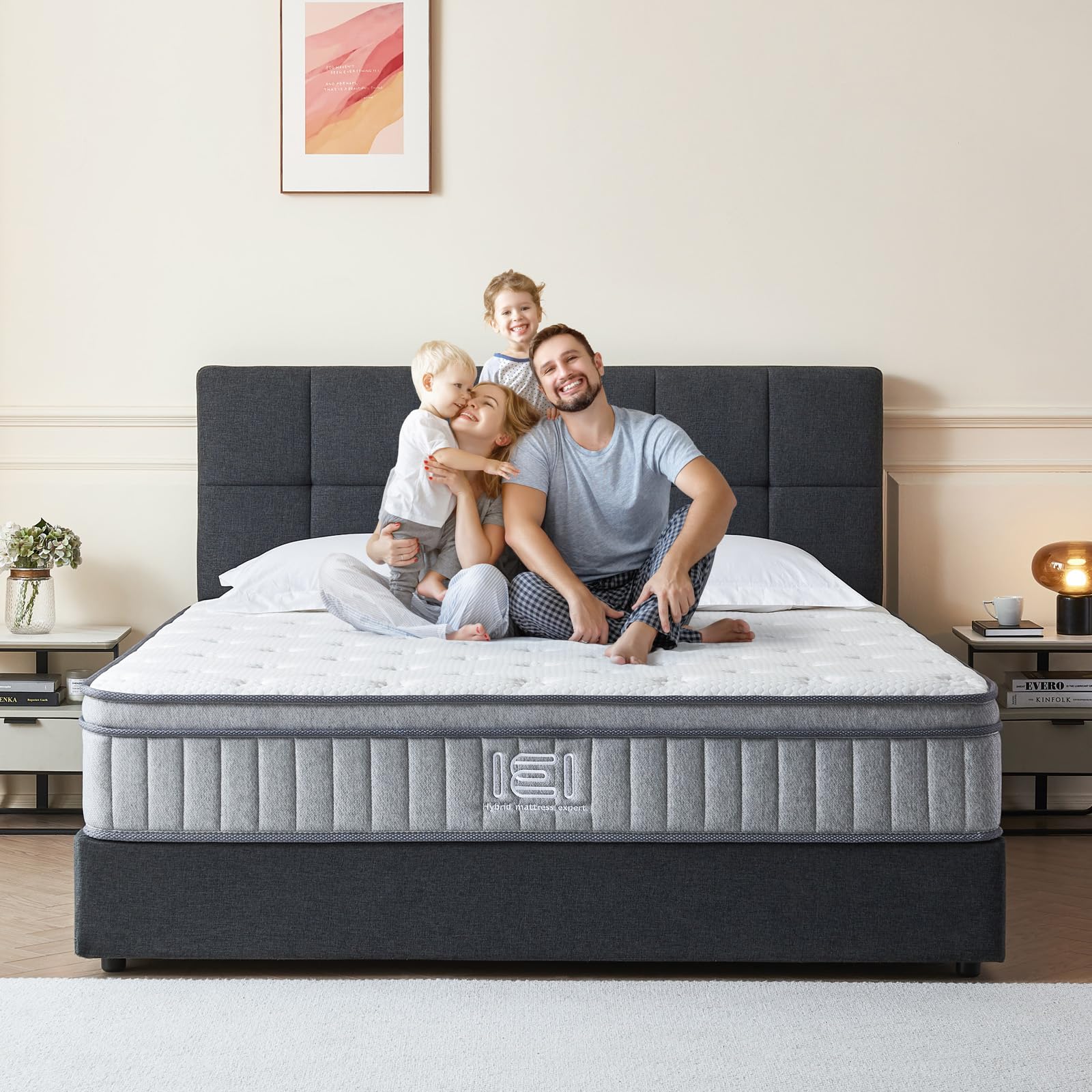 IEI Queen Mattress, 10 inch Hybrid Mattress Queen Size in a Box, Memory Foam Mattress with Pocket Springs, Medium Firm, Pressure Relief & Motion Isolation, CertiPUR-US Certified, 365-Night Trial