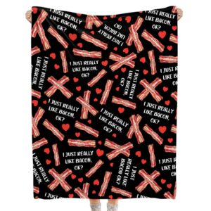 shishiimo i just really like bacon blanket-bacon gift for kids men women-soft flannel lightweight blanket for sofa bed birthday festival camping outdoors 40"x50" for kids children