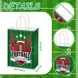 Outus 24 Pcs Football Party Favor Bags with Handles Football Paper Goodie Bags Sports Gift Candy Treat Bags Football Theme Party Decorations for Birthday Party Baby Showers Supplies