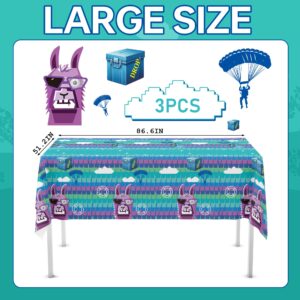 Haxpacal Llama Theme Party Tablecloth 3 PCS, Plastic Disposable Video Games Table Cover for Game Fans Birthday Party Decorations Supplies, 86.6 x 51.2in