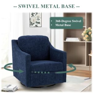 COLAMY Swivel Accent Chair Set of 2, 360° Rotation Chenille Fabric Upholstered Leisure Armchair with Lumbar Pillow for Living Room Bedroom Home and Office, Blue