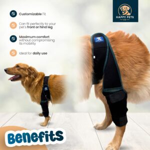 HAPPY PETS CO Dog Knee Brace Adjustable Front Hind Leg Brace for Cruciate Ligament Injury, Luxating Patella, Torn ACL