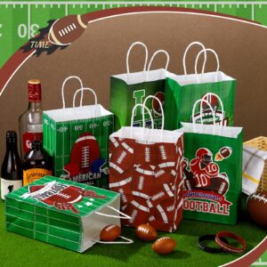 Outus 24 Pcs Football Party Favor Bags with Handles Football Paper Goodie Bags Sports Gift Candy Treat Bags Football Theme Party Decorations for Birthday Party Baby Showers Supplies