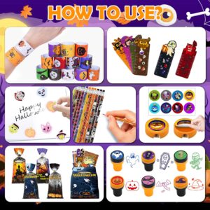 APROAT 216pcs Halloween Goodie Bag Fillers,Bulk Halloween Party Favors For Kids, Halloween Favors for School Stationery Set, Halloween Treats Non Candy,Halloween Prizes