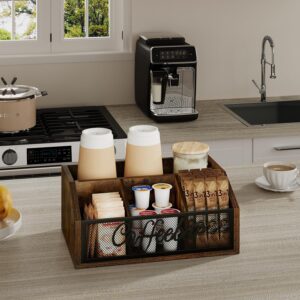 YINMIT Coffee Station Organizer for Countertop,Coffee Bar Accessories and Organizer for Coffee Pods,Syrup,Cups,and Stirrer,Coffee Condiment Organizer,Coffee and Tea Organizer,Office Coffee Station