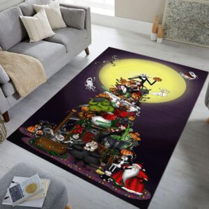 nightmare before christmas jack skellington area rug – perfect christmas decorations for halloween, christmas nursery rug, washable rugs for living room, bedroom rug, 8x10 area rug (84*60 inches)