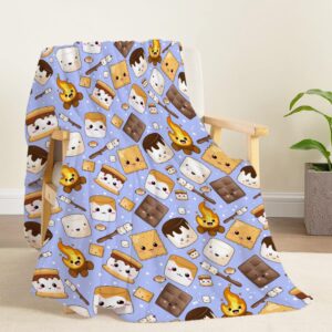 Shishiimo Blue Smore Cookie Blanket-Smore Gift for Kids Men Women-Soft Flannel Lightweight Blanket for Sofa Bed Birthday Festival Camping Outdoors 30"x40" for Baby/Pets