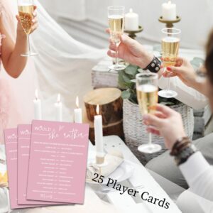 Beshoul Minimalist Bridal Shower Games, Would She Rather, 25 Wedding Party Games, Pink Bridal Shower Games for New Couples Party - B09