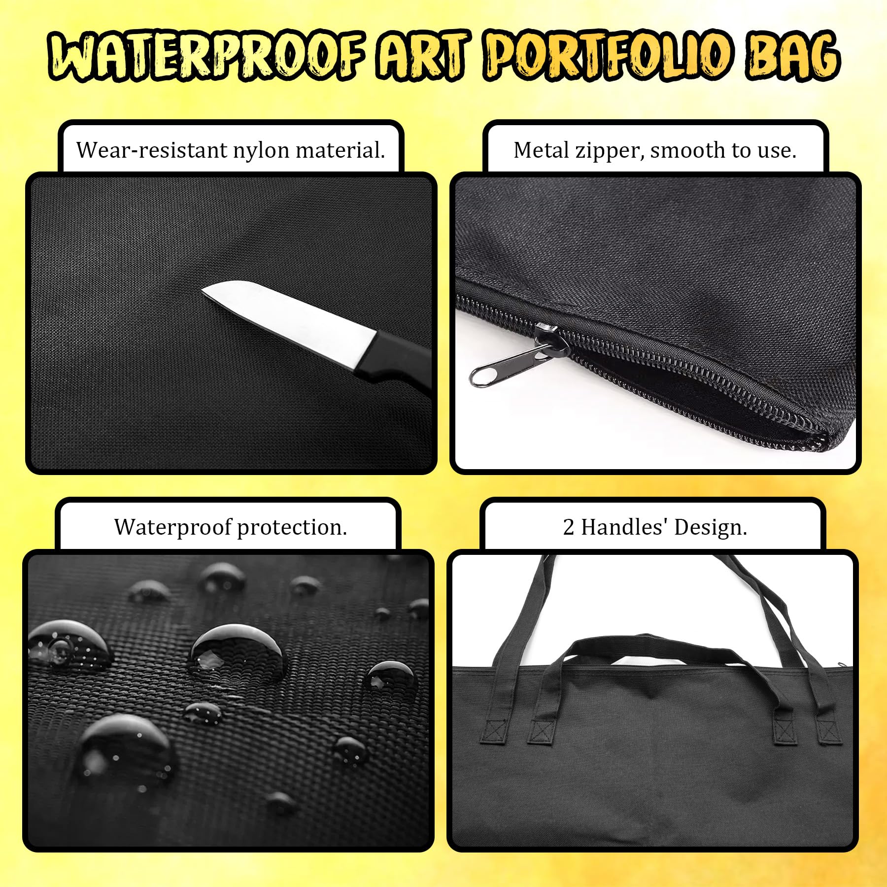 Nufiwra 48 x 36 Inch Waterproof Art Portfolio Bag, Large Art Supply Tote with Nylon Shoulder Strap, Poster Board Storage, and Sketch Bag for Artwork