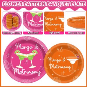 96pcs Margs & Matrimony Bachelorette Party Decorations Margs Plates Napkins Party Supplies Margarita Tableware Dinnerware for Birthday Bridal Shower Wedding Mexican Fiesta Favors for 24 Guests