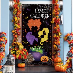 Halloween Decorations Hocus Pocus Door Cover Sanderson Sisters Banner Black Witch Decor Halloween Decorations for Home Party