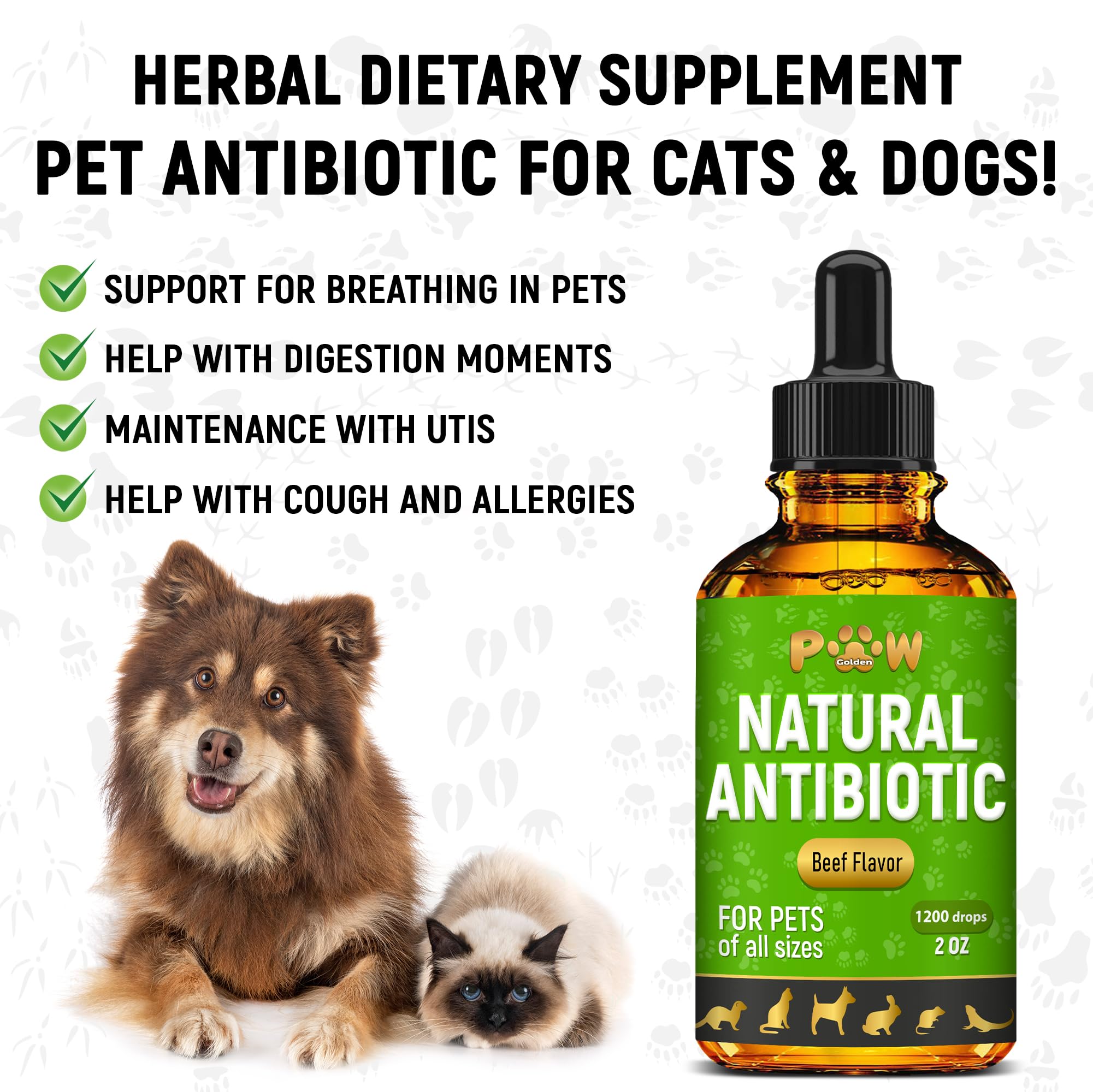 Antibiotic for Cats | Natural Antibiotics for Dogs | Cat Antibiotics | Dog Antibiotic | Antibiotic for Dogs | Natural Antibiotics for Cats | Natural Dietary Supplement Pet Antibiotic | Beef | 2 Oz