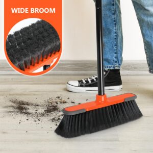 Brooms for Sweeping Indoor 54''Long Handle Soft Bristle Broom,Indoor Broom for Floor Cleaning House Broom for Kitchen Lobby Patio Yard