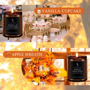 Fall Candles Set, Fall Scented Candles for Home, 4 Pack Natural Soy Autumn Candle, Fall Gifts for Women Men, Fall Fragrance of Pumpkin/Apple Wreath/Hello Fall/Vanilla Cupcake