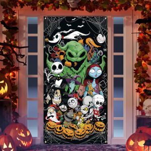 halloween decorations christmas nightmare before door cover jack sally gothic banner day of the dead halloween decorations for home party