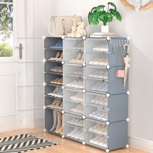 Portable Shoe Rack Organizer with Covers 48-Pair Shoe Storage Cabinet with Doors Stackable Shoes Rack Shoe Organizer for Closet Entryway FreeStanding Closed Shoe Rack Shoe Storage Shelf Cabinet