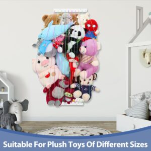 PHOENANCEE Stuffed Animal Storage,Stuff Animals Organizer for Plushies Toy Holder Net Zoo for Kids Nursery Playroom Bedroom,Save Space,Length Adjustable,Upgraded(White)