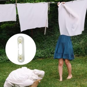 AACGIN 2 Pack Clothesline Tightener Plastic Clothesline Pulley Prevents Tangling and Twisting Clotheslines S-Shaped Clothes Line Tensioners for Long Clothesline and Heavy Duty - Off-White