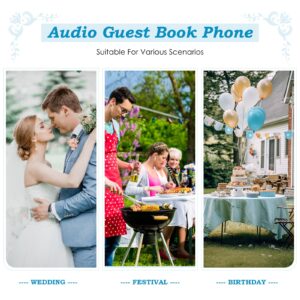 Audio Guest Book Wedding Phone Record Customized Audio Messages Audio Guestbook Phone for Wedding, Bridal Shower, Birthday Party, Baby Shower, Anniversary, Engagement (Black)