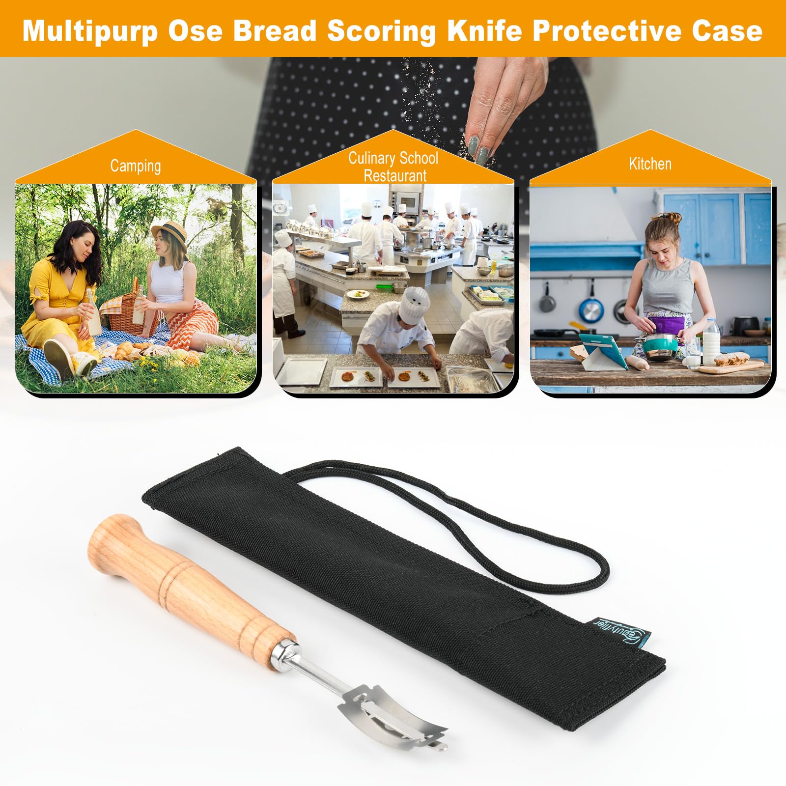 Beautyflier Bread Scoring Knife Protective Case, Storage Bag for Hand Crafted Bread Lame Scoring Knife, Dough Scoring Knife Protector Cover, Fits Camping, Kitchen, Culinary School (Case Only)