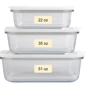 Sio GLASS storage containers with GLASS lids, NO PLASTIC, Set of 3, Airtight Small Medium Large for Food Meal Prep, Silcone Snapware Bowl Container