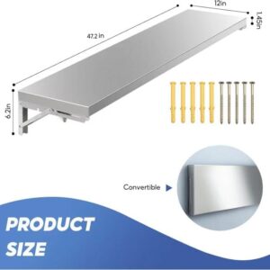 AshKiz Concession Shelf 48" L x 12" W, Foldable Concession Shelf, Folding Concession Shelf for Food Truck, Stainless Steel Drop Down Folding Serving Food Shelf Stand Serving for Concession Windows