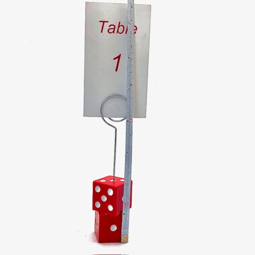 Bunco Table Number Stands with Table Numbers 1-4. Perfect for any Bunco or Casino Themed Party Party. Heavy Red Acrylic Dice Table Number Stands with Premium Gloss Finish. Bunco Supplies.