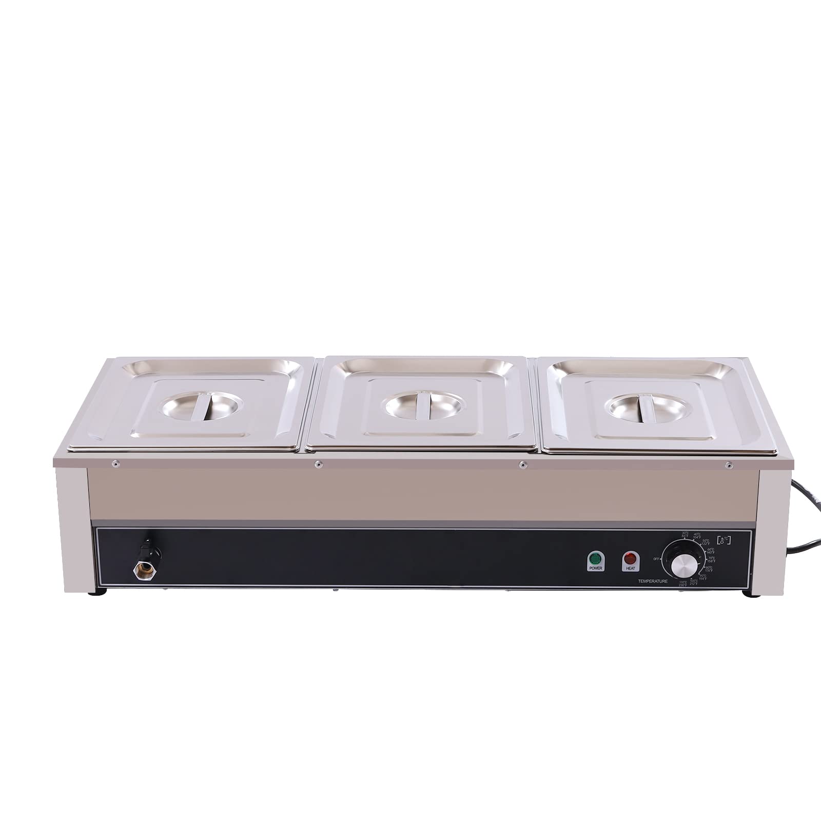 Electric Commercial Food Warmer,Buffet Food Warmer,Stainless Steel Bain Marie Buffet with Temperature Control & Lid for Parties, Catering (3 Pan-1500W)